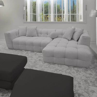 Luxury Grey Boucle Corner Sofa - Elegant Bubble Design with Floating Legs - UK Luxury Furniture